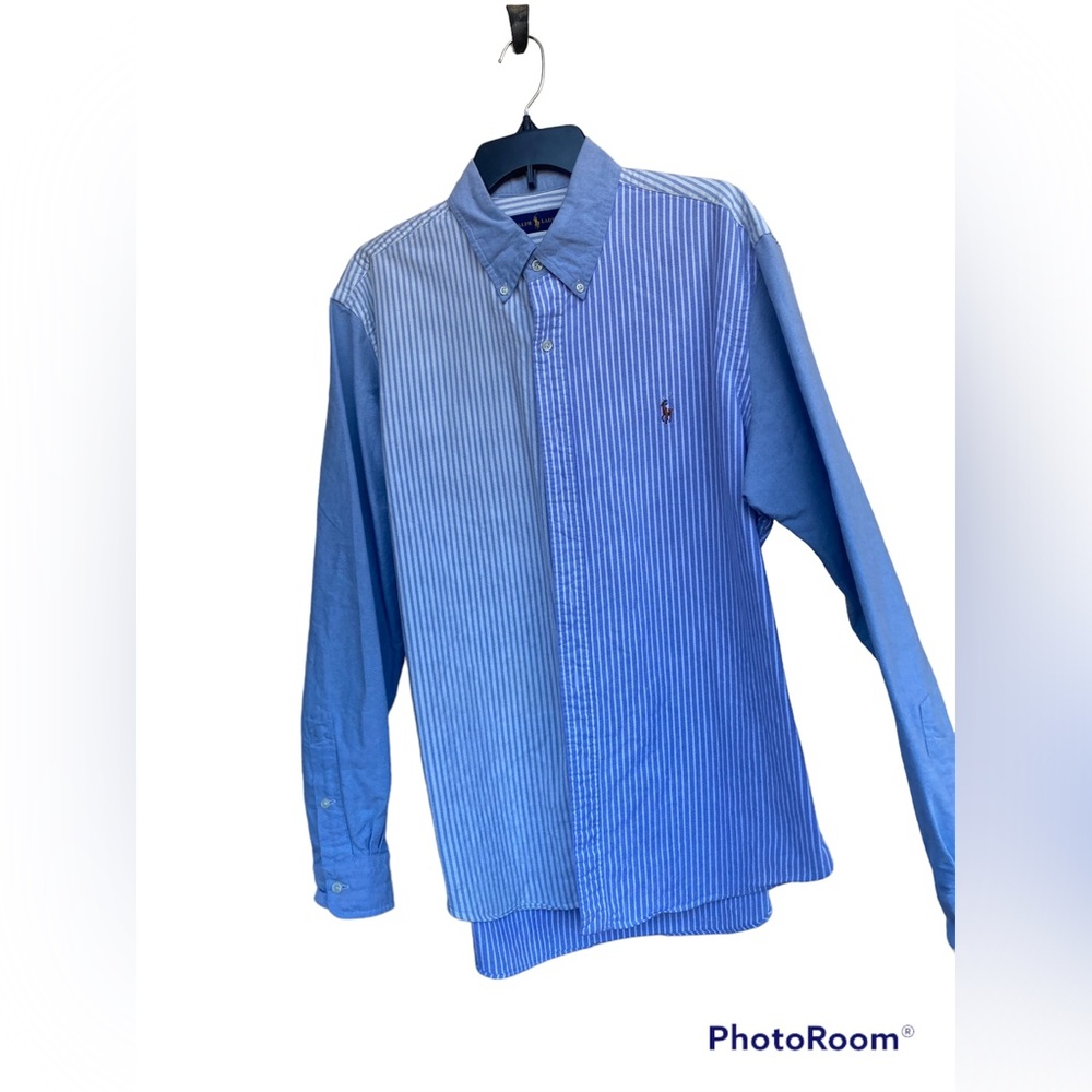 Ralph Lauren Two Toned Casual Button Down XL 100% Cotton Striped